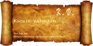 Kocsis Valentin névjegykártya